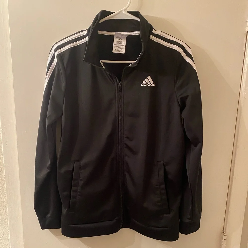 Adidas Boys Black and White Track Jacket